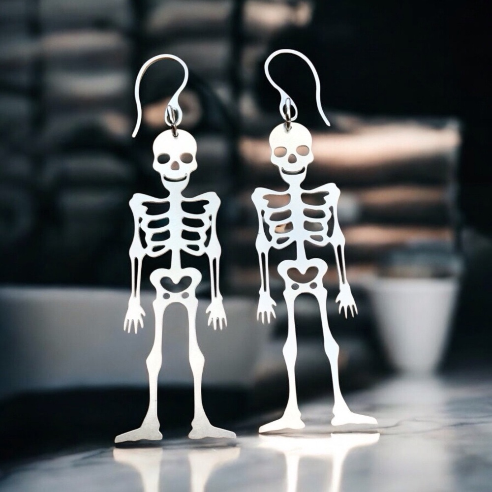 🆕 Skeleton Laser Etched Earrings Stainless Steel